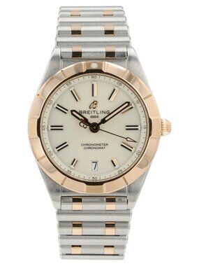 Breitling Chronomat White Dial 18k Rose Gold & Steel 32mm Quartz Womens U77310